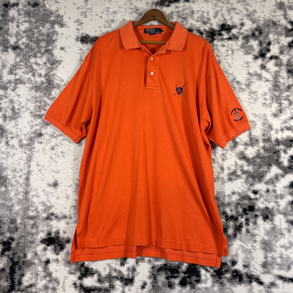 Polo Ralph Lauren Polo Shirt Mens Size Extra Large Orange Harbot Town Golf Links